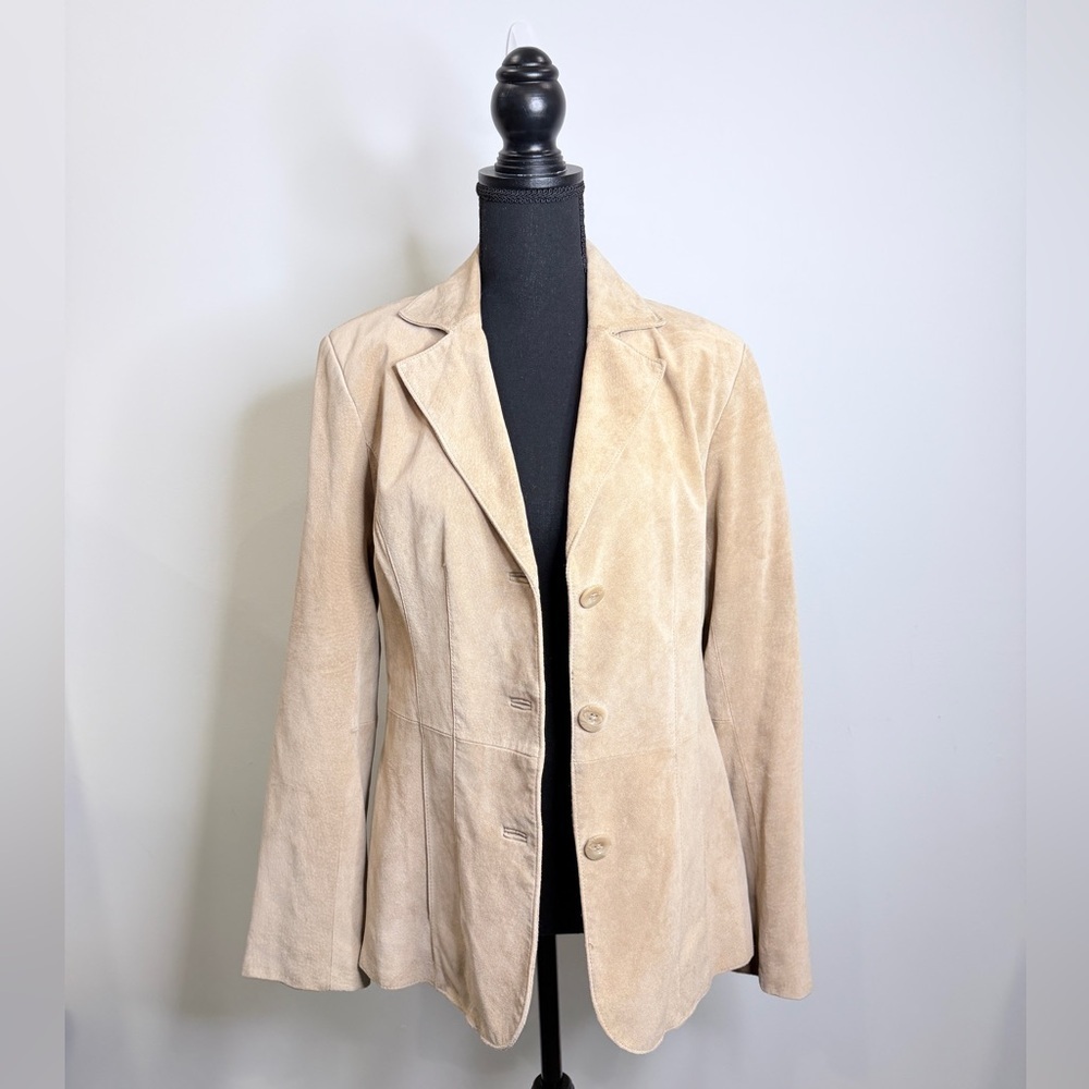 Preston & York Leather Tan Button Up Women's Jacket